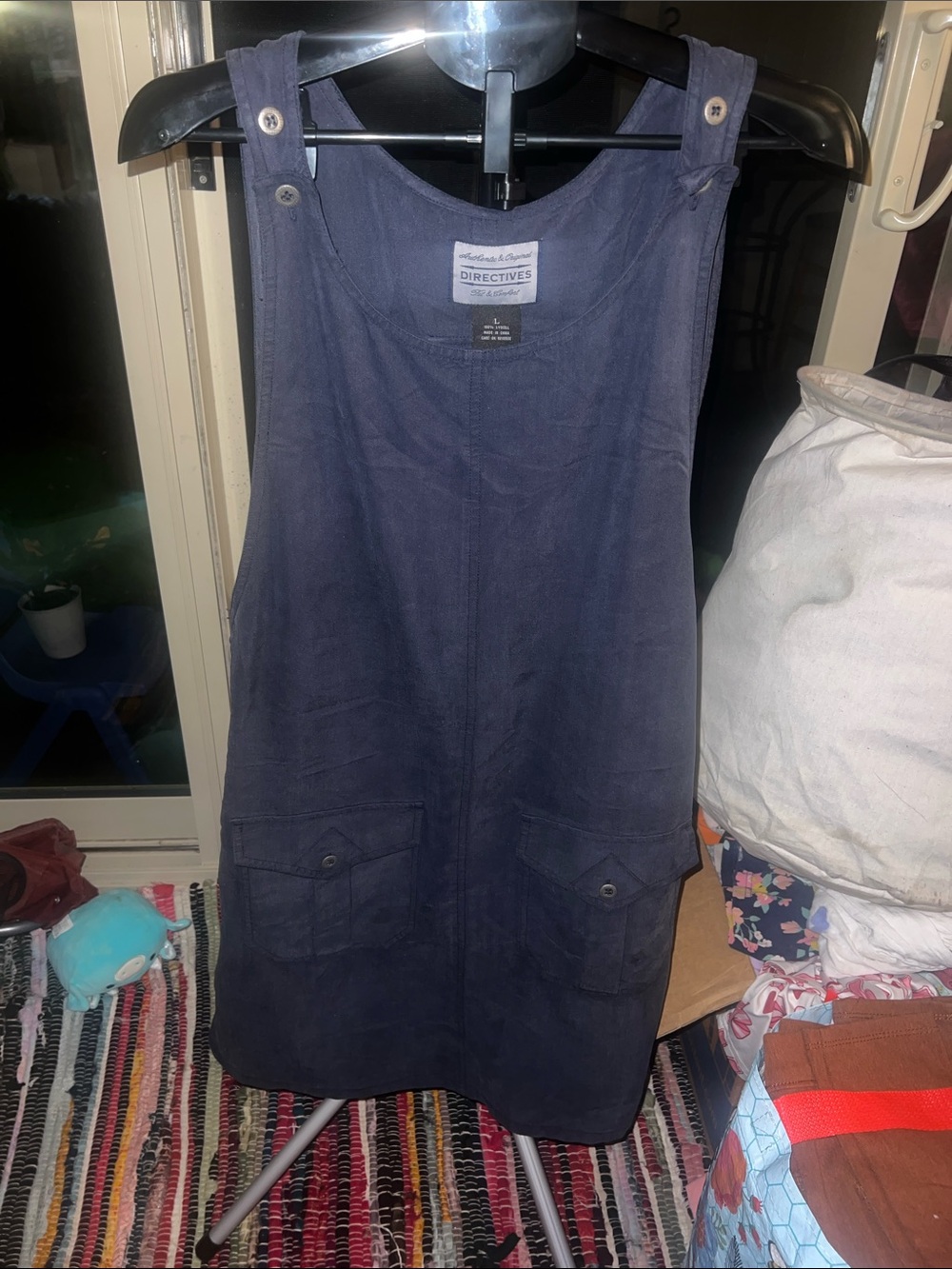 DIRECTIVES Navy Sleeveless Pocket Pinafore Dress